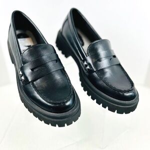 Seychelles Hank Chunky Lug Sole Penny Loafers Shoes Size 8 Black Retro Y2k